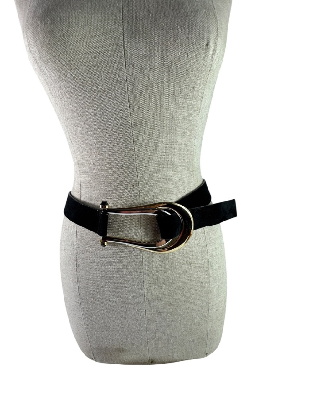 Vintage VALENTINO Garavani Black Suede Leather Wide Buckle Women Belt Size 85/34